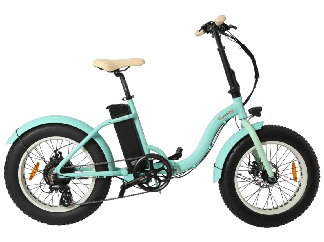 turquoise-opvouwbare-fatbike-genaamd-voltaway-gooseneck-met-vrouwelijke-eigenschappen,-gefotografeerd-vanaf-de-zijkant
