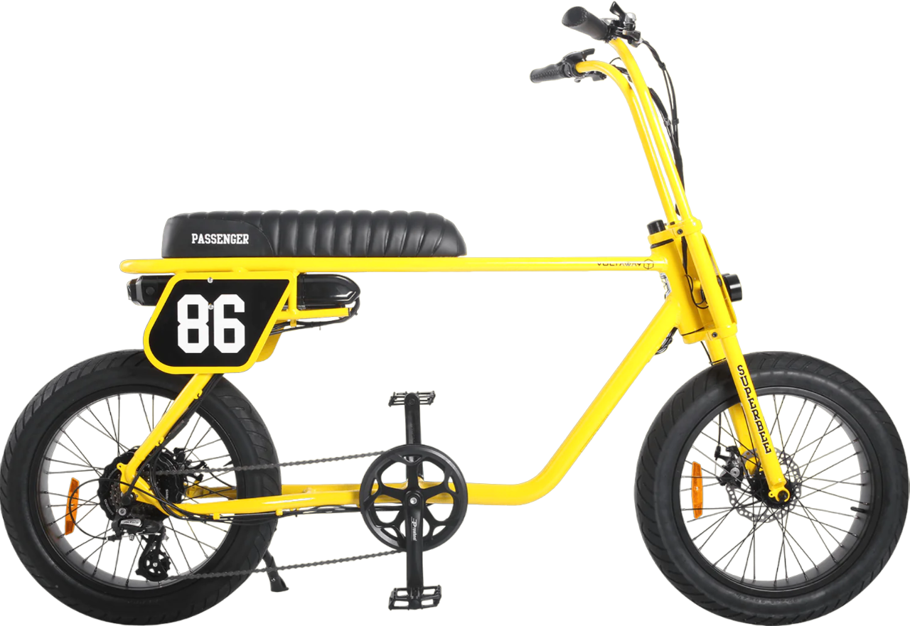 gele-fatbike-genaamd-Voltaway-passenger,-met-gestroomlijnd-ontwerp-en-sportieve eigenschappen,-gefotografeerd-vanaf-de-zijkant